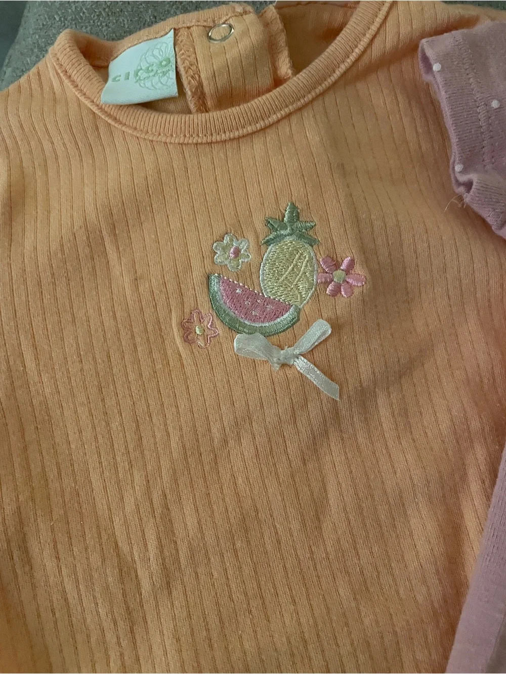 Baby Cotton One-Piece Bodysuit - Pink and Peach